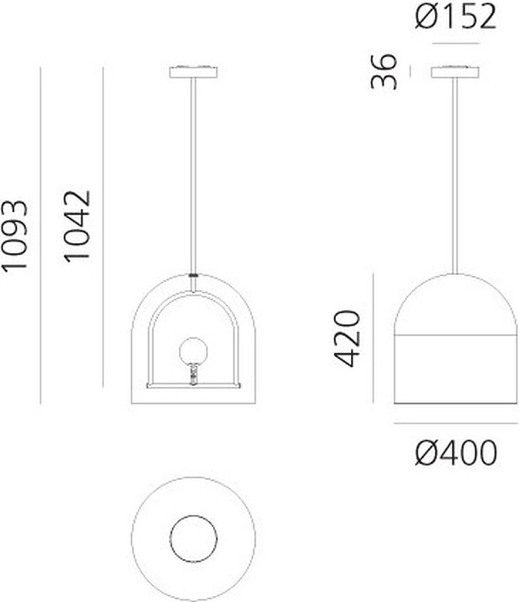 Yanzi Suspension avec abat-jour en verre