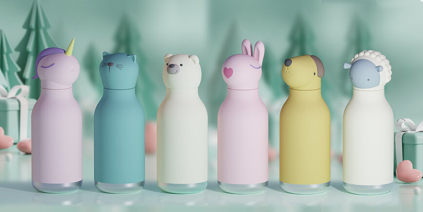 Bestie Bottles termosflaska med sugrör Penguin Black/White 460 ml