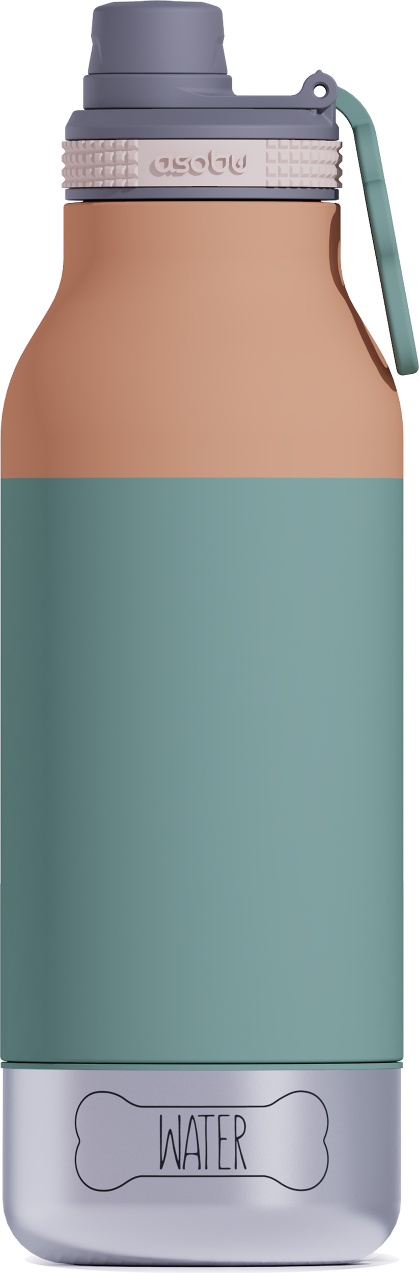 Buddy 3-in-1 Hundeflasche mit Näpfen 1 l, pastellgrün
