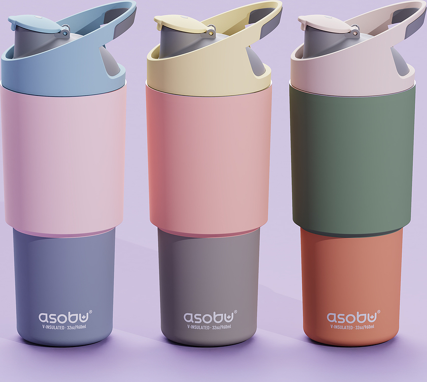 Cosmic Thermal Bottle with Straw 1 l, pastel blue