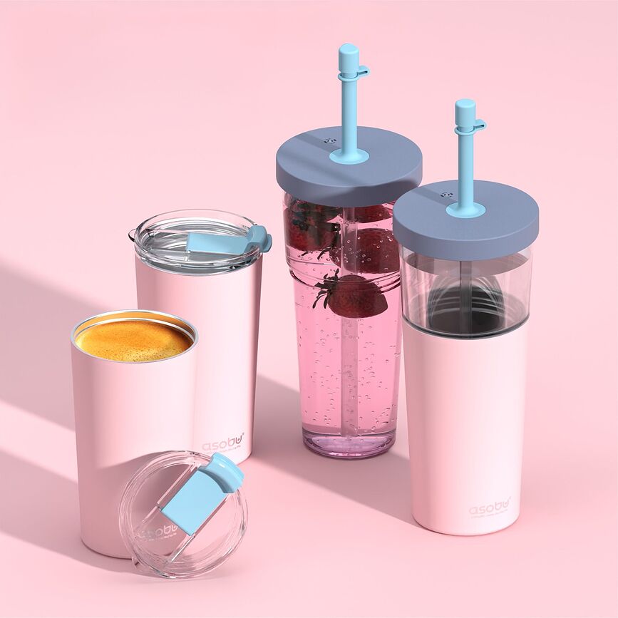 Marina termokrus med sugerør 850 ml, pastelblå