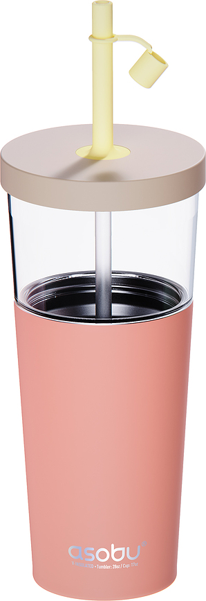 Termalni lonček s slamico Marina 850 ml, pastelno oranžen