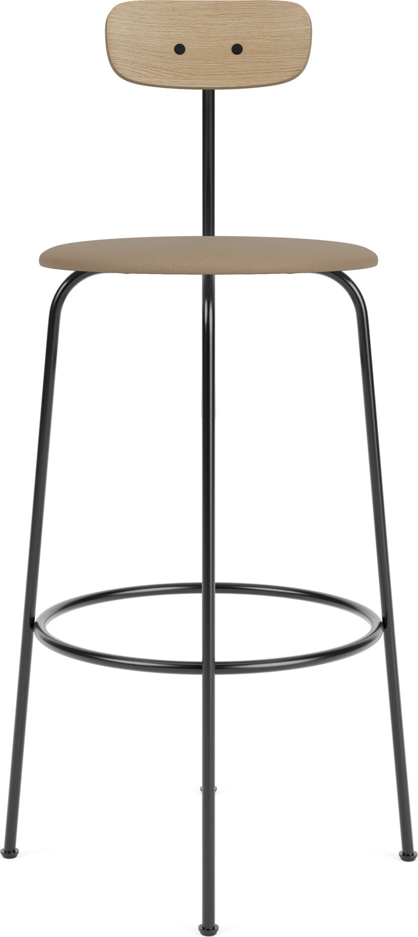 Afteroom Barstuhl 101 cm beige Rückenlehne helle Eiche Ledersitz