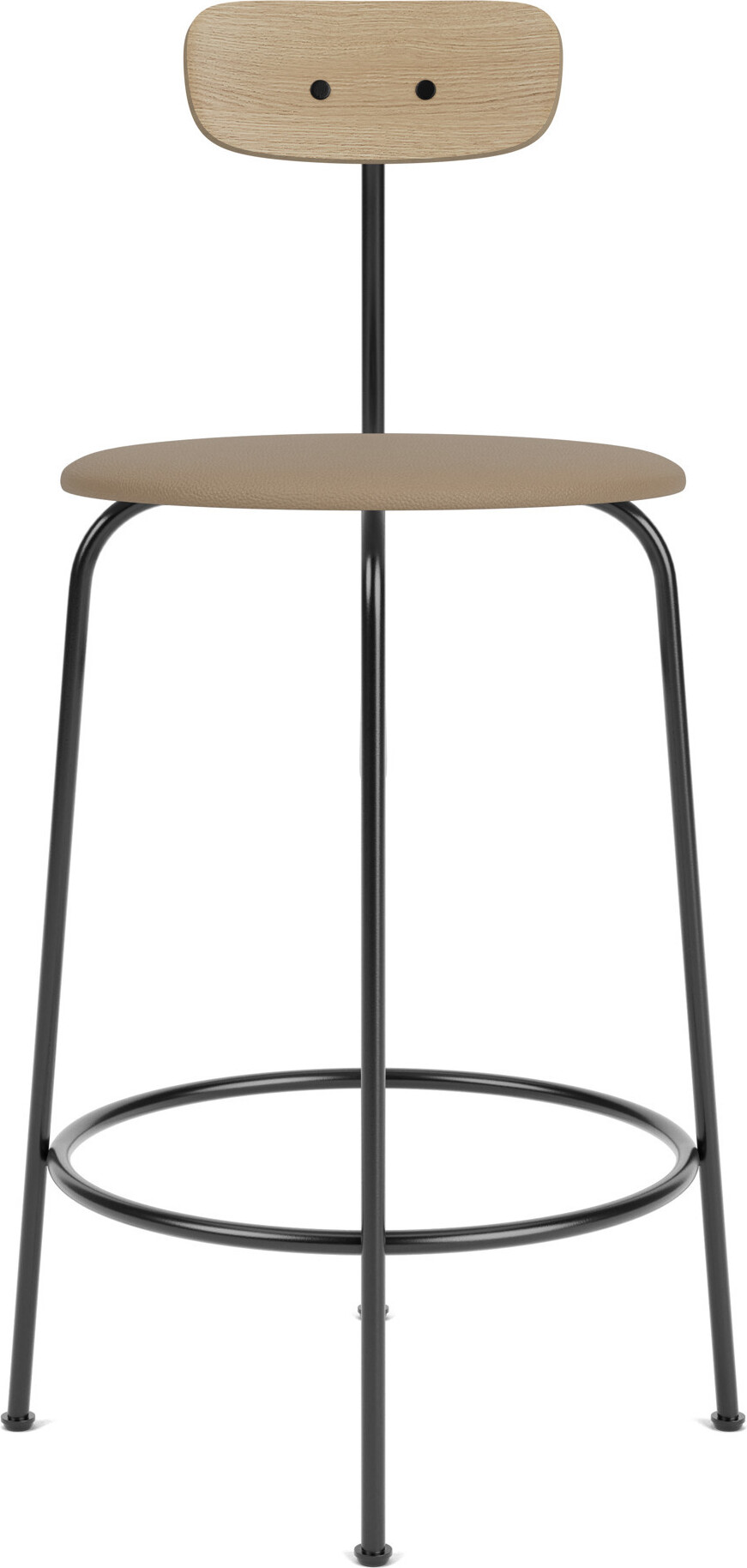 Afteroom Barstuhl 92 cm beige Rückenlehne helle Eiche Ledersitz