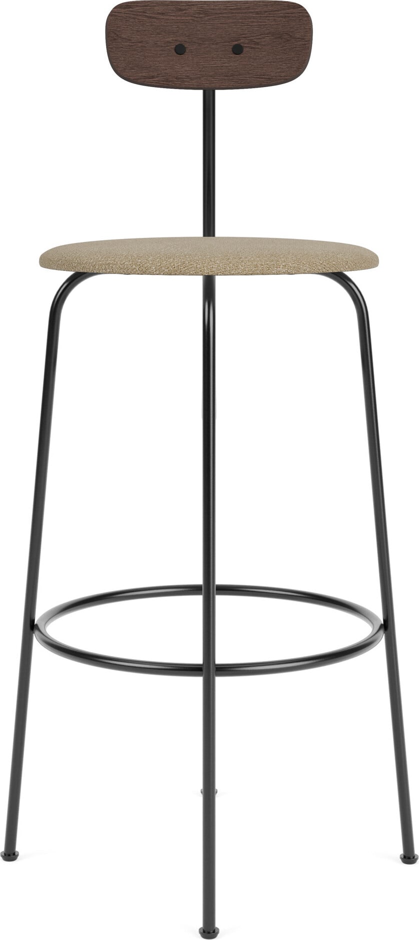 Afteroom Bouclé Barstuhl 101 cm beige Rückenlehne dunkle Eiche mit gepolstertem Sitz