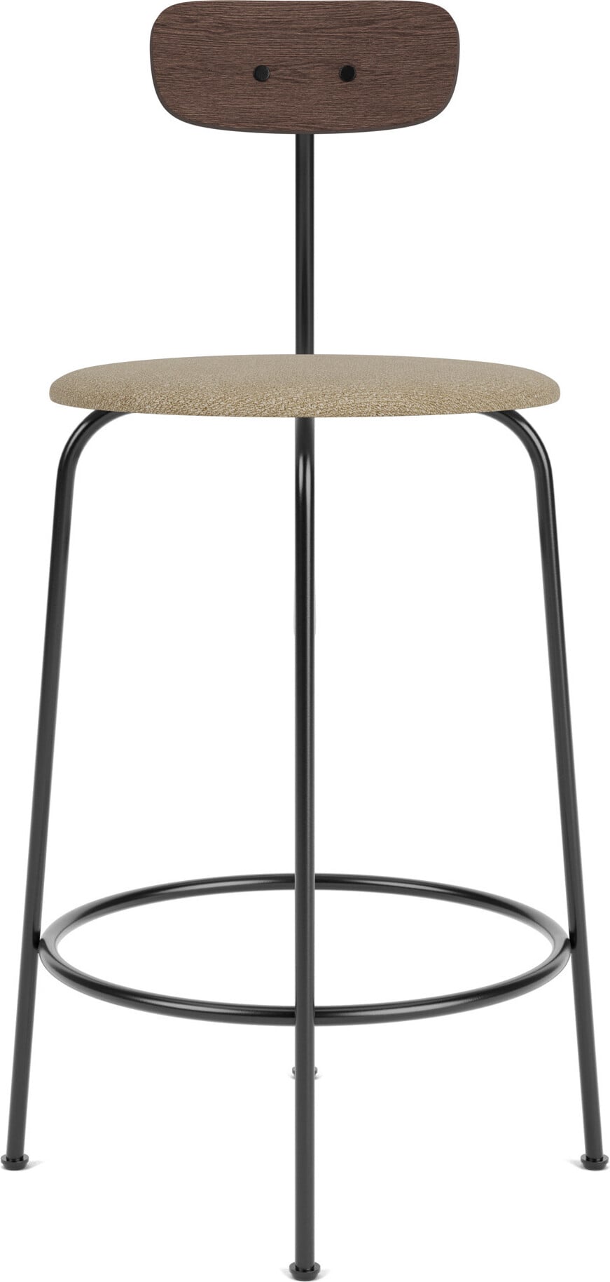 Afteroom Bouclé Barstuhl 92 cm beige Rückenlehne dunkle Eiche mit gepolstertem Sitz