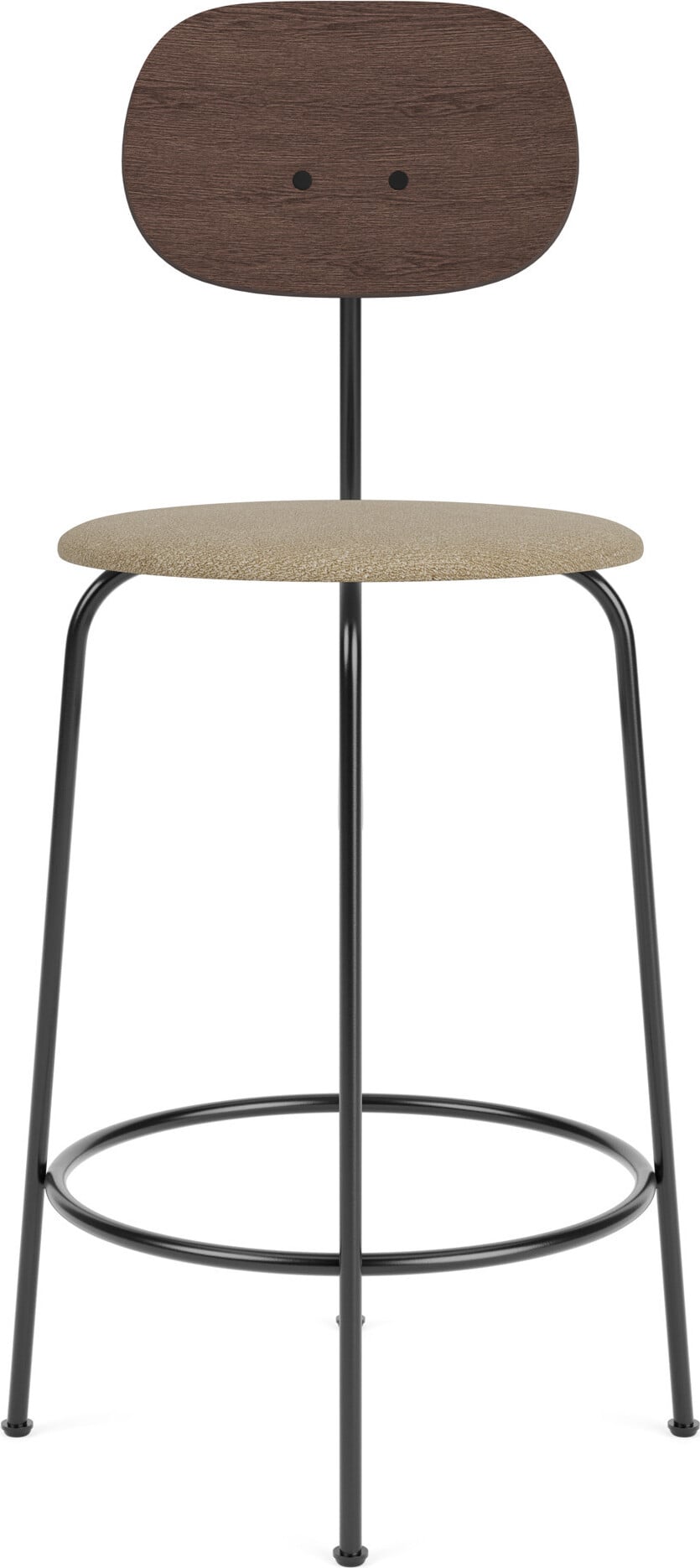 Afteroom Plus Bouclé Barstuhl 97 cm beige Rückenlehne dunkle Eiche mit gepolstertem Sitz