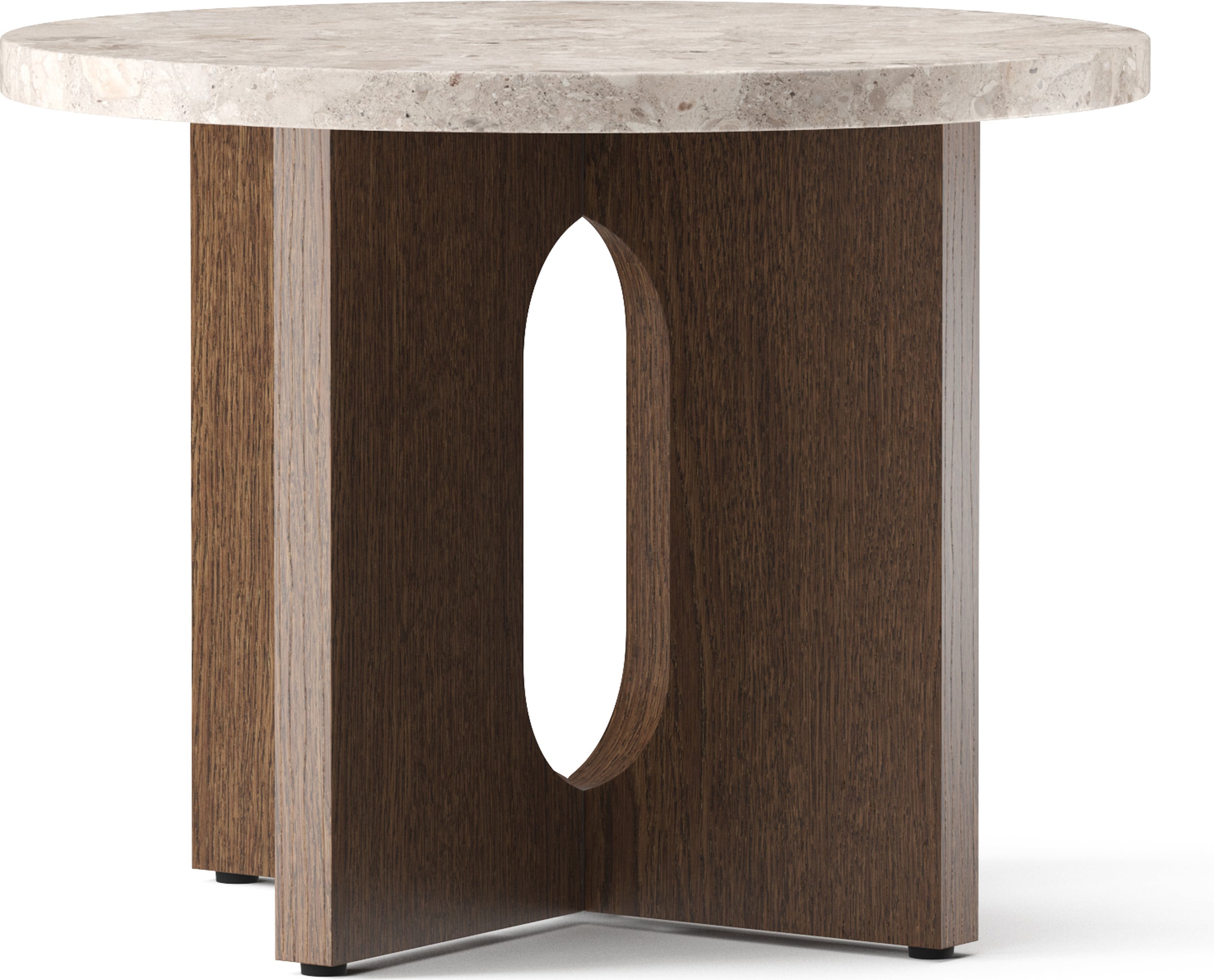Androgyne Beistelltisch 50 cm dunkle Eiche mit Steinplatte