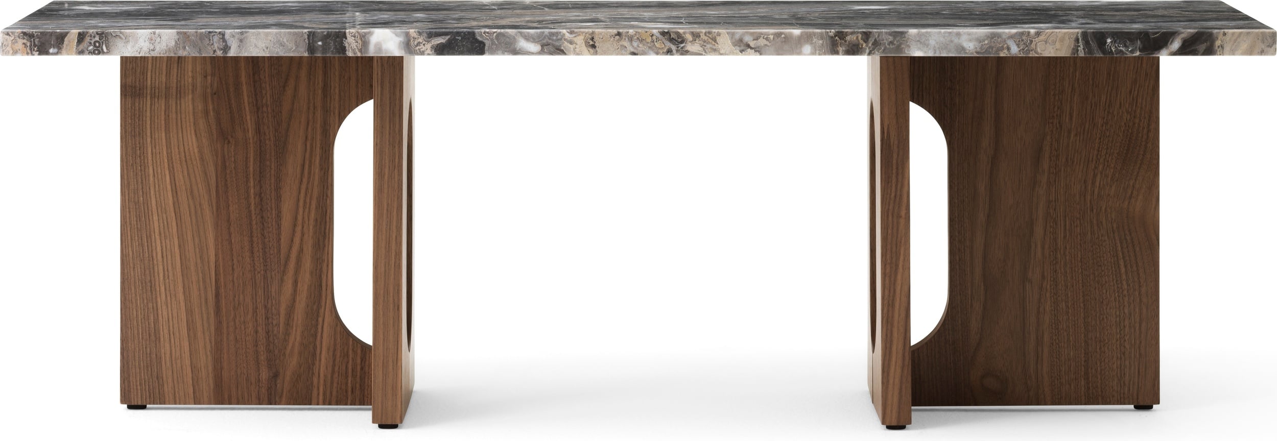Androgyne Couchtisch 120 cm, Walnussholz, Grey Galaxy