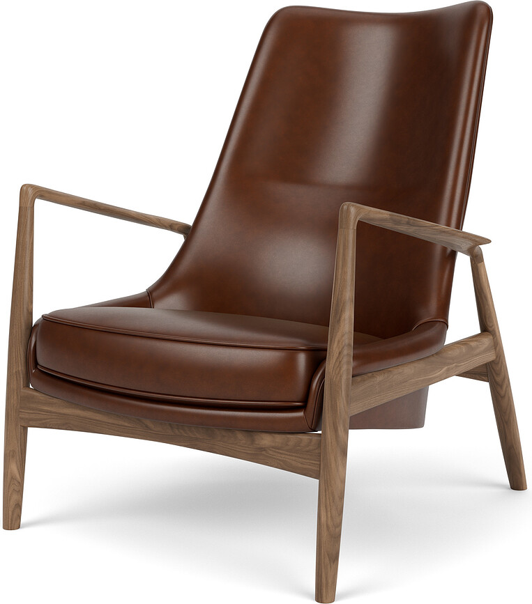 Atpūtas krēsls The Seal Lounge 92 cm, valrieksts, polsterēts, brūna āda