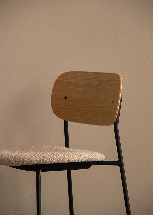 Bāra krēsls Co 78,5 cm, gaišs ozols, ar polsterētu sēdekli, brūns buklē