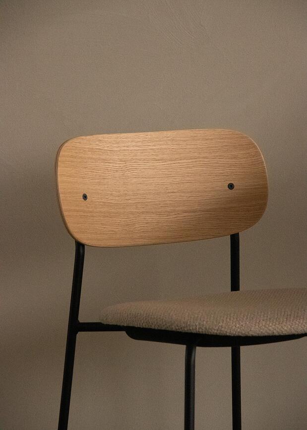 Bāra krēsls Co 78,5 cm, gaišs ozols, ar polsterētu sēdekli, brūns buklē