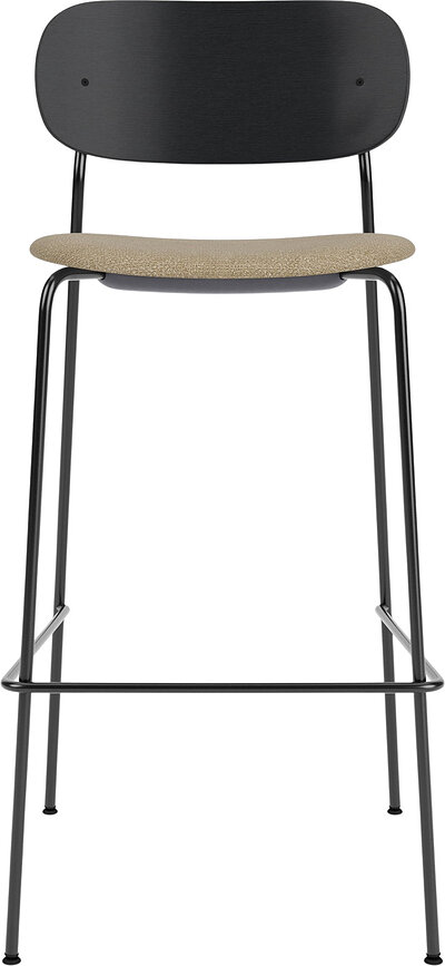 Bāra krēsls Co 78,5 cm, melns, ar polsterētu sēdekli, buklē, bēšs