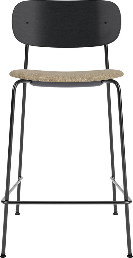 Baro kėdė Co 68,5 cm, juoda, su apmušta boucle sėdyne, smėlio spalvos