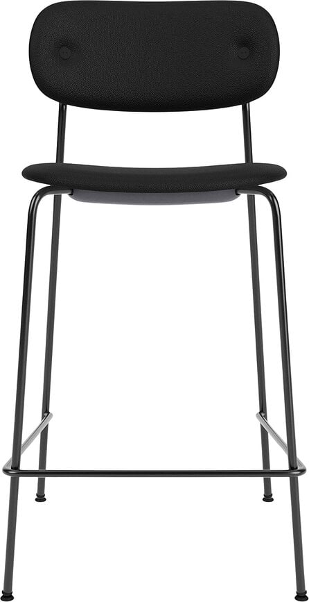 Baro kėdė Co 68,5 cm, juoda, su apmušta odine sėdyne, juoda