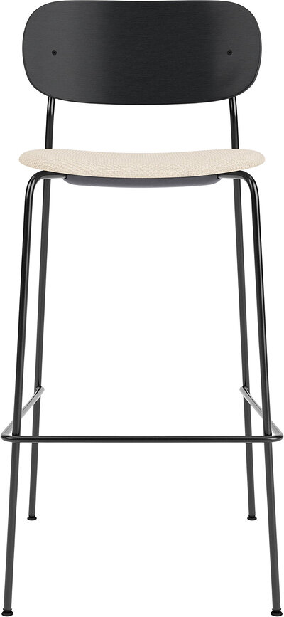 Baro kėdė Co 78,5 cm, juoda, su apmušta sėdyne, kreminė