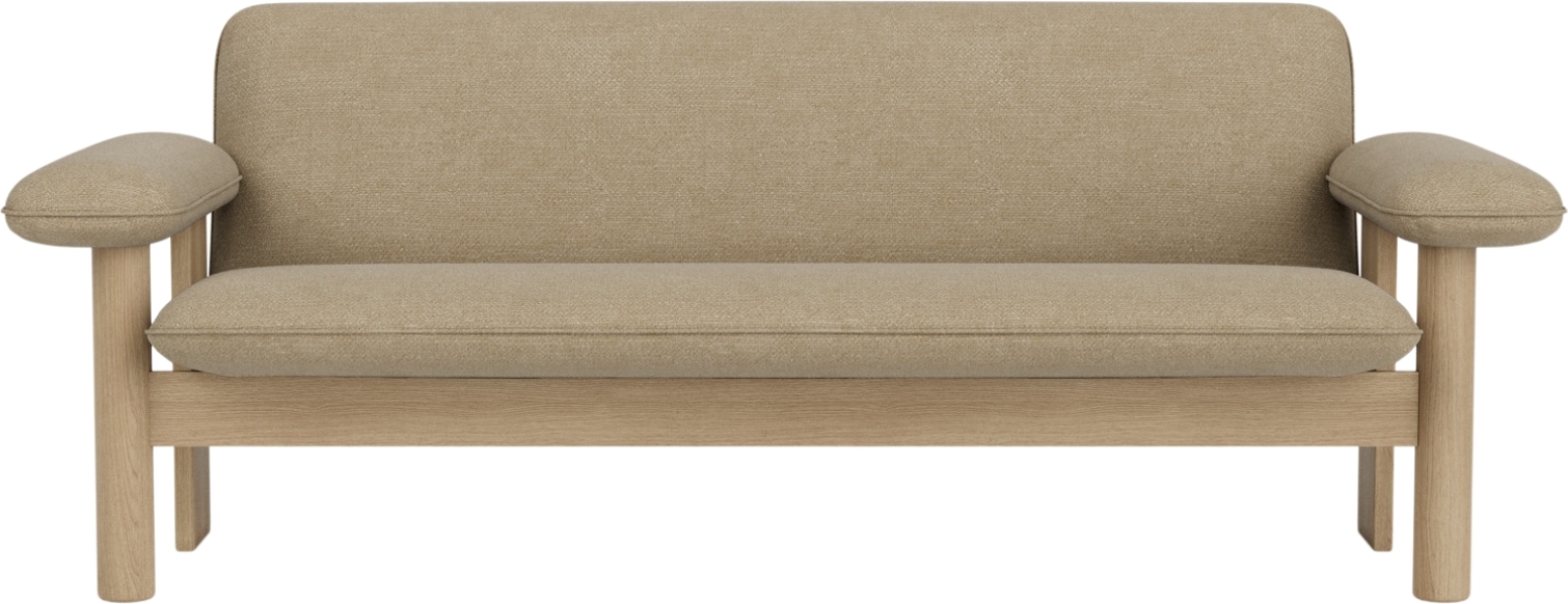 Brasilia 2-Sitzer-Sofa beige auf Eichenbeinen