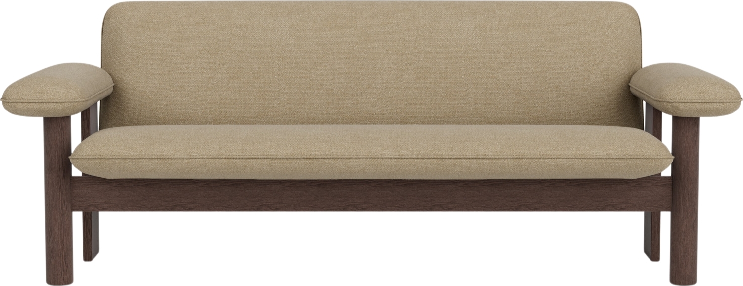 Brasilia Bouclé 2-Sitzer-Sofa beige auf dunklen Eichenbeinen