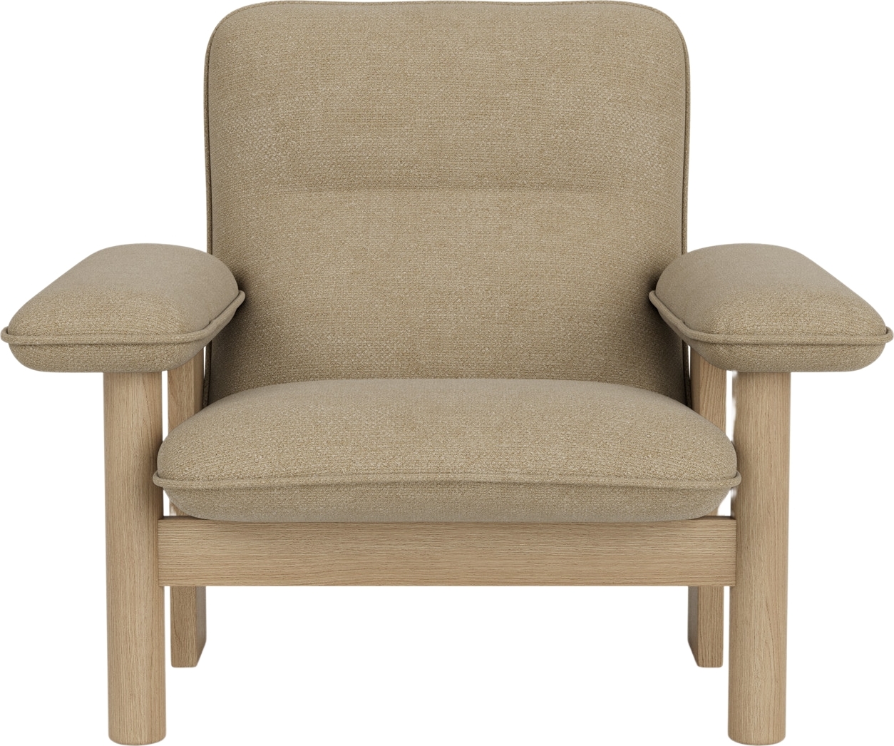 Brasilia Bouclé Sessel beige auf Eichenbeinen