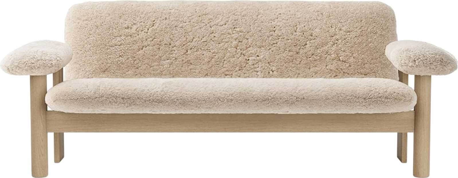 Brasilia Sheepskin 2-Sitzer-Sofa weiß auf Eichenbeinen