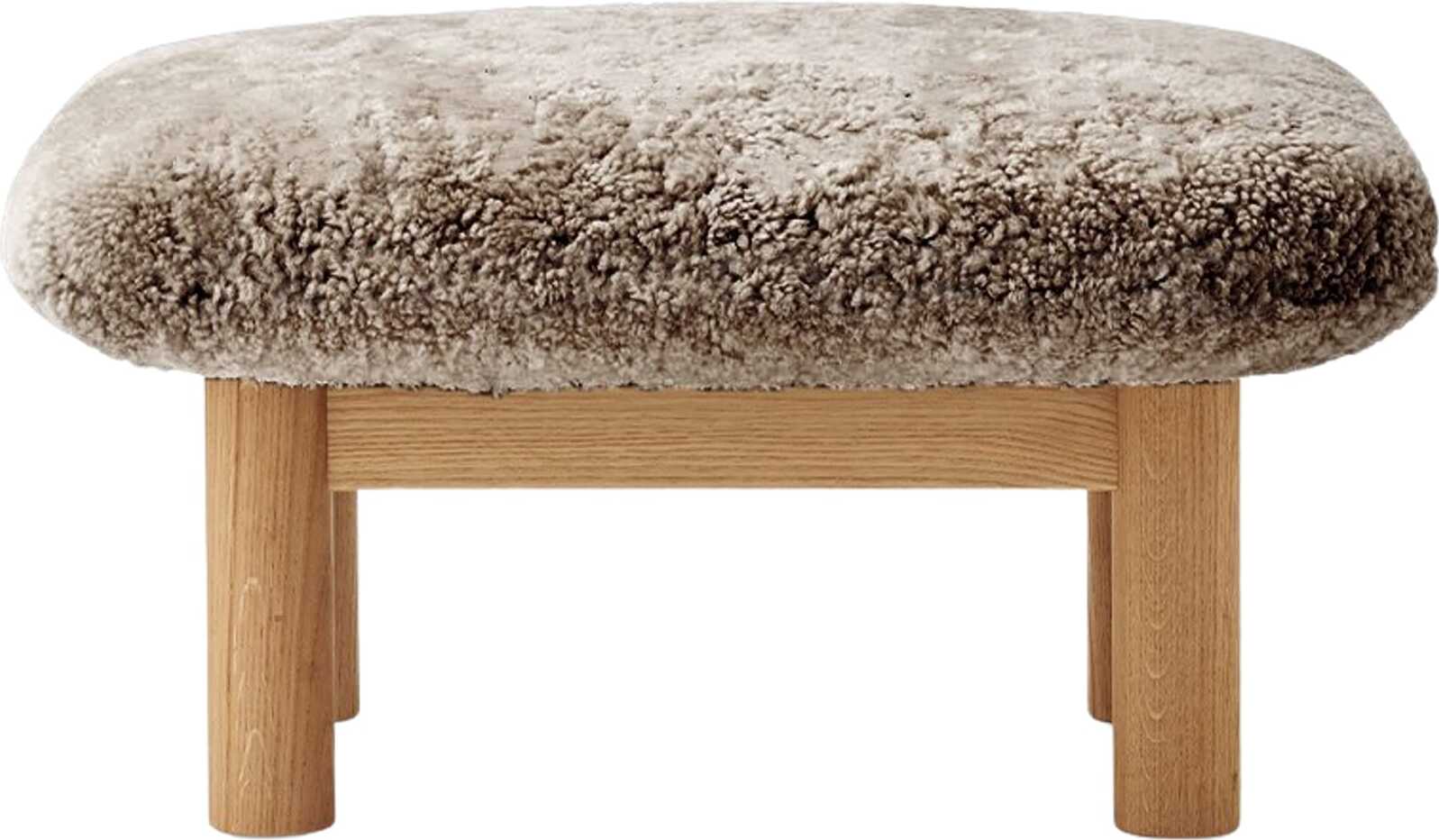 Brasilia Sheepskin Fußbank braun auf Eichenbeinen