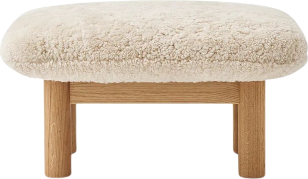 Brasilia Sheepskin Fußbank weiß auf Eichenbeinen
