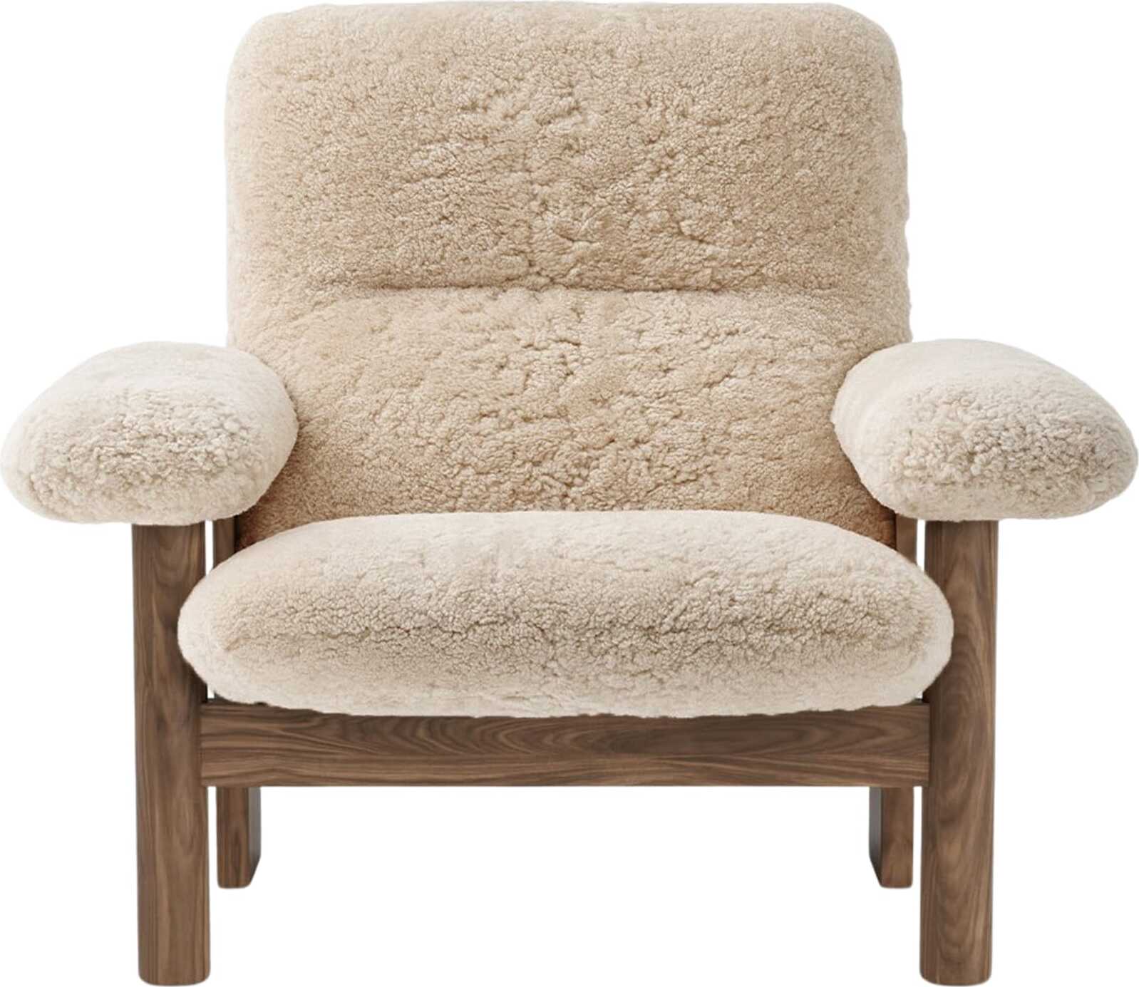 Brasilia Sheepskin Sessel weiß auf Walnussbeinen