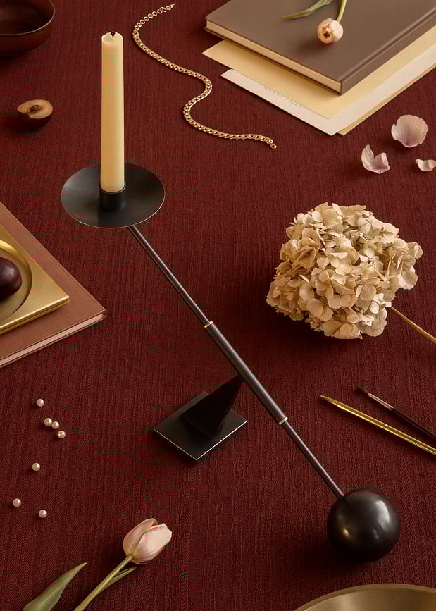 Candelabro para vela clásica Interconnect, 42,5 cm, marrón