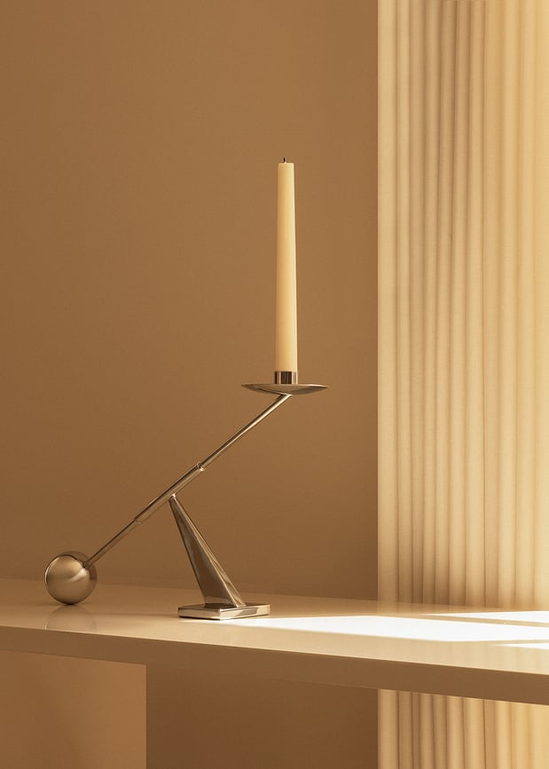 Candelabro para vela clásica Interconnect, 42,5 cm, marrón