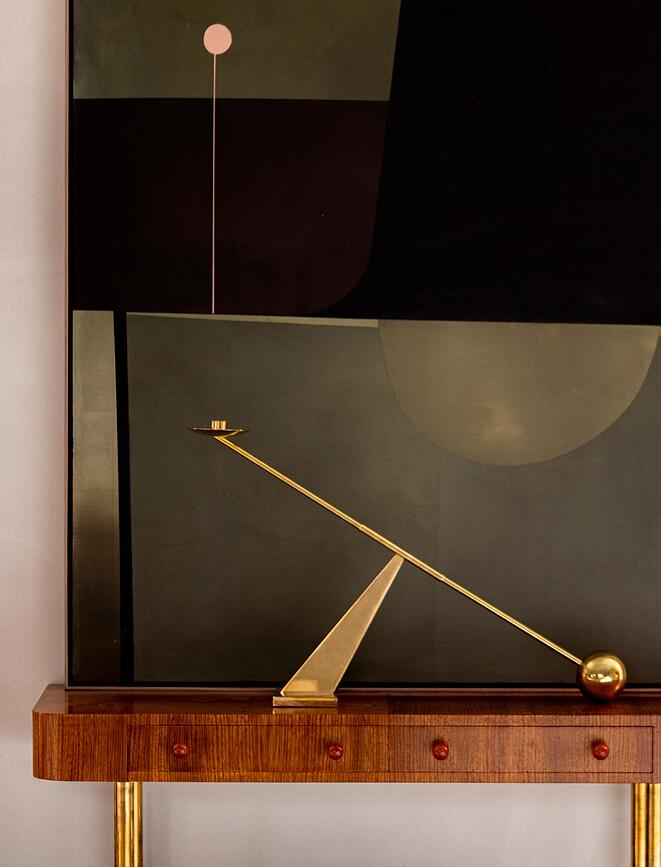 Candelabro para vela clásica Interconnect, 70 cm, marrón