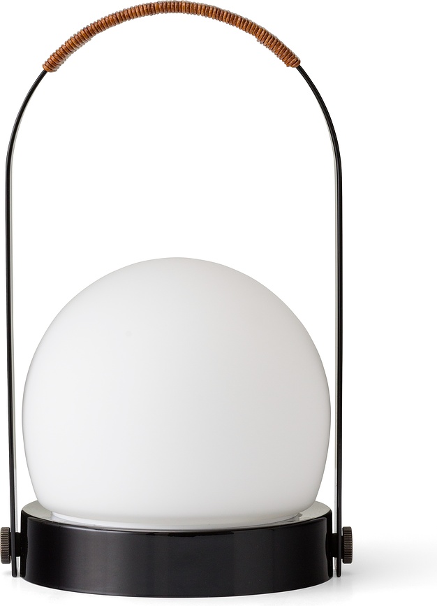 Carrie draadloze lamp, zwart met lederen handvat