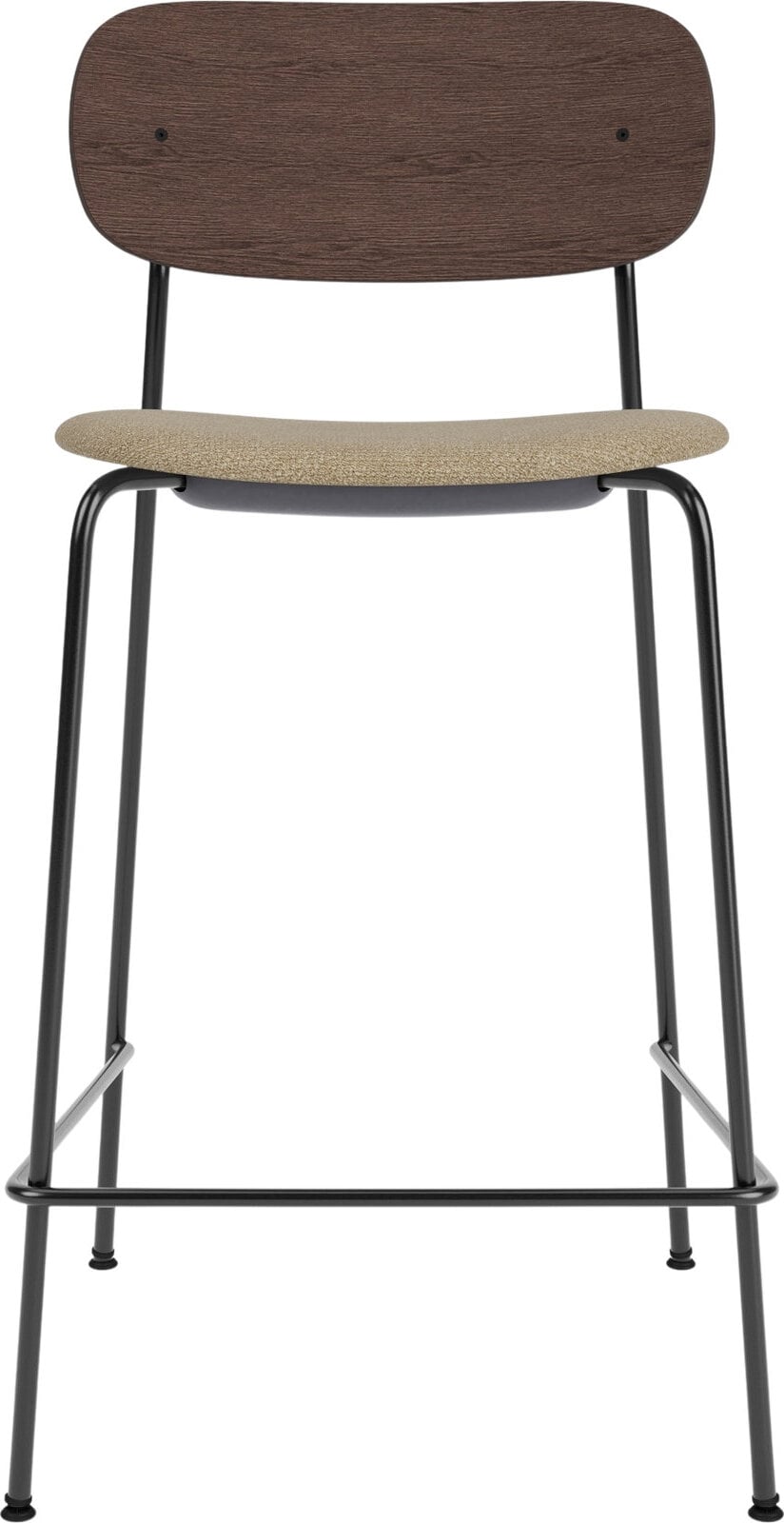Co Barhocker 68,5 cm, dunkle Eiche, mit gepolstertem Sitz, Bouclé beige