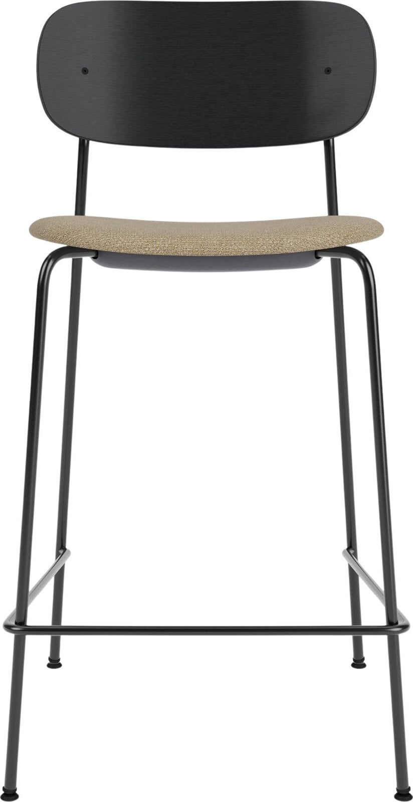 Co Barhocker 68,5 cm, schwarz, mit gepolstertem Bouclé-Sitz, beige