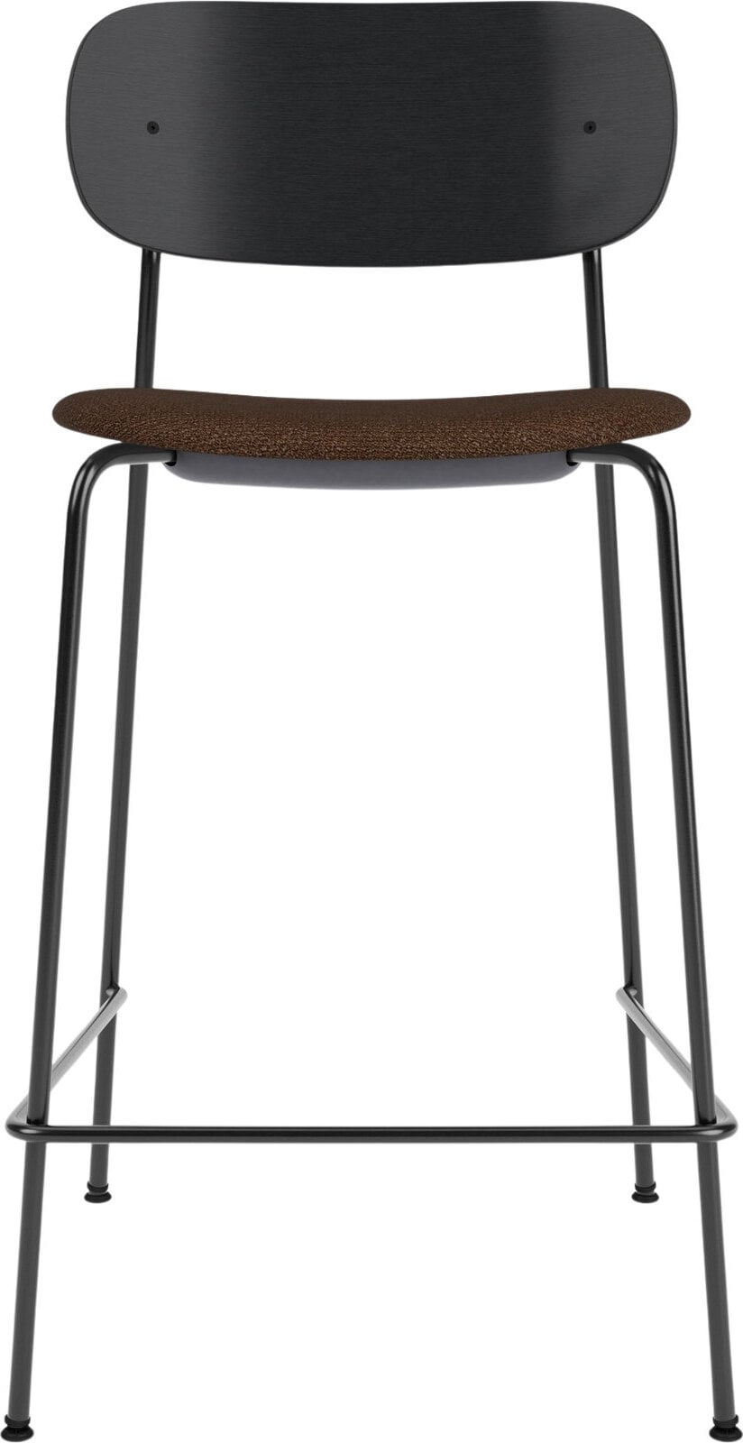 Co Barhocker 68,5 cm, schwarz, mit gepolstertem Bouclé-Sitz, braun