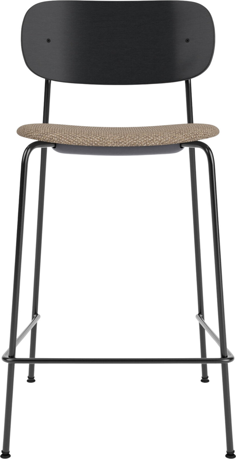 Co Barhocker 68,5 cm, schwarz, mit gepolstertem Sitz, beige