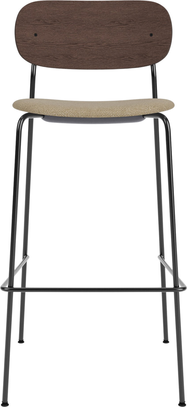 Co Barhocker 78,5 cm, dunkle Eiche, mit gepolstertem Bouclé-Sitz, beige
