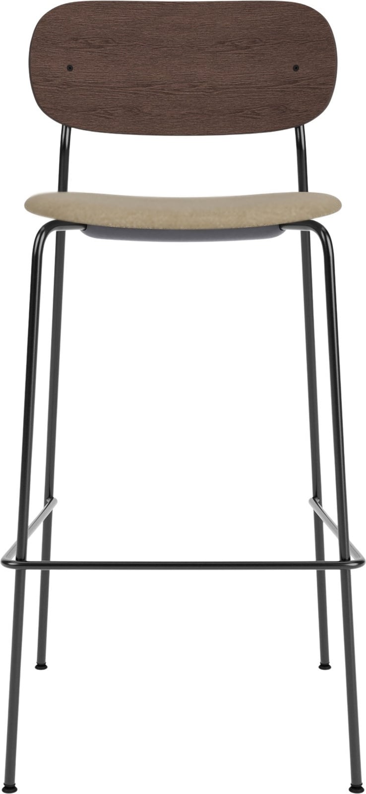 Co Barhocker 78,5 cm, dunkle Eiche, mit gepolstertem Sitz, beige