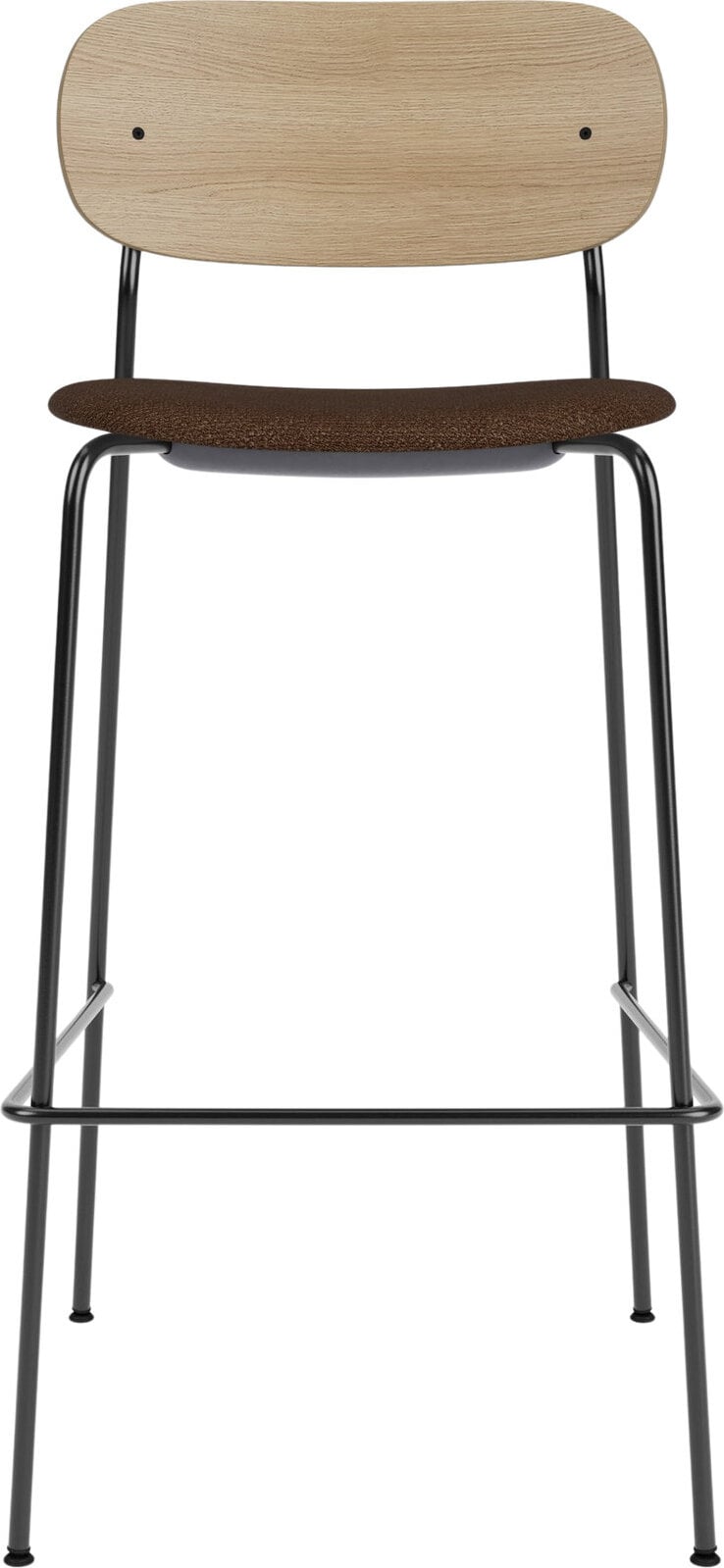 Co Barhocker 78,5 cm, helle Eiche, mit gepolstertem Sitz, Bouclé braun
