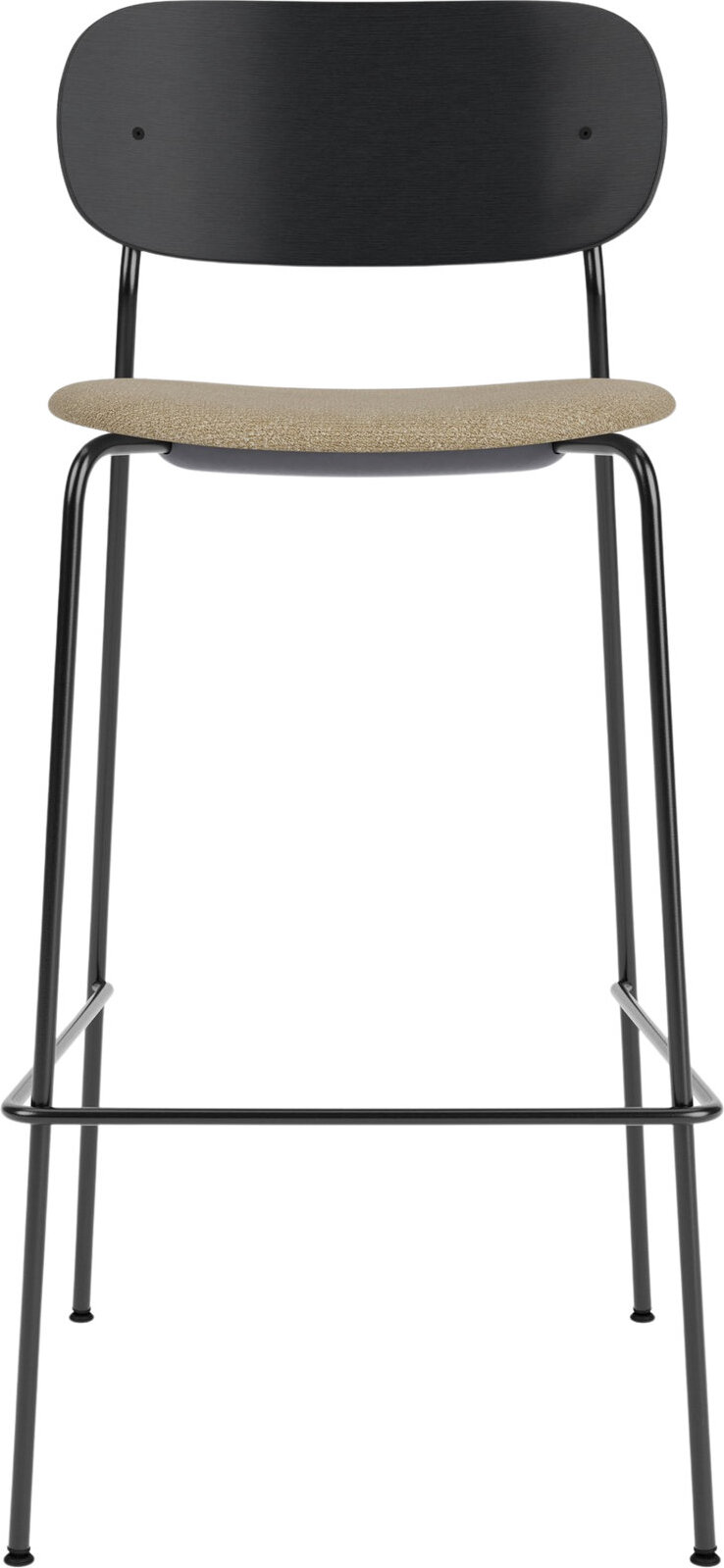 Co Barhocker 78,5 cm, schwarz, mit gepolstertem Bouclé-Sitz, beige