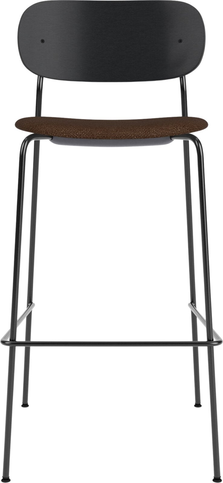 Co Barhocker 78,5 cm, schwarz, mit gepolstertem Bouclé-Sitz, braun