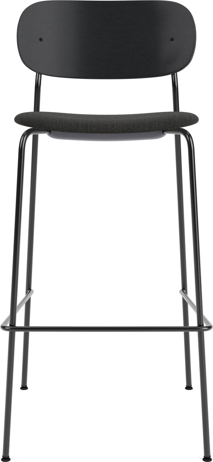 Co Barstuhl 105 cm schwarz Rückenlehne schwarze Eiche mit gepolstertem Sitz mit schwarzen Beinen