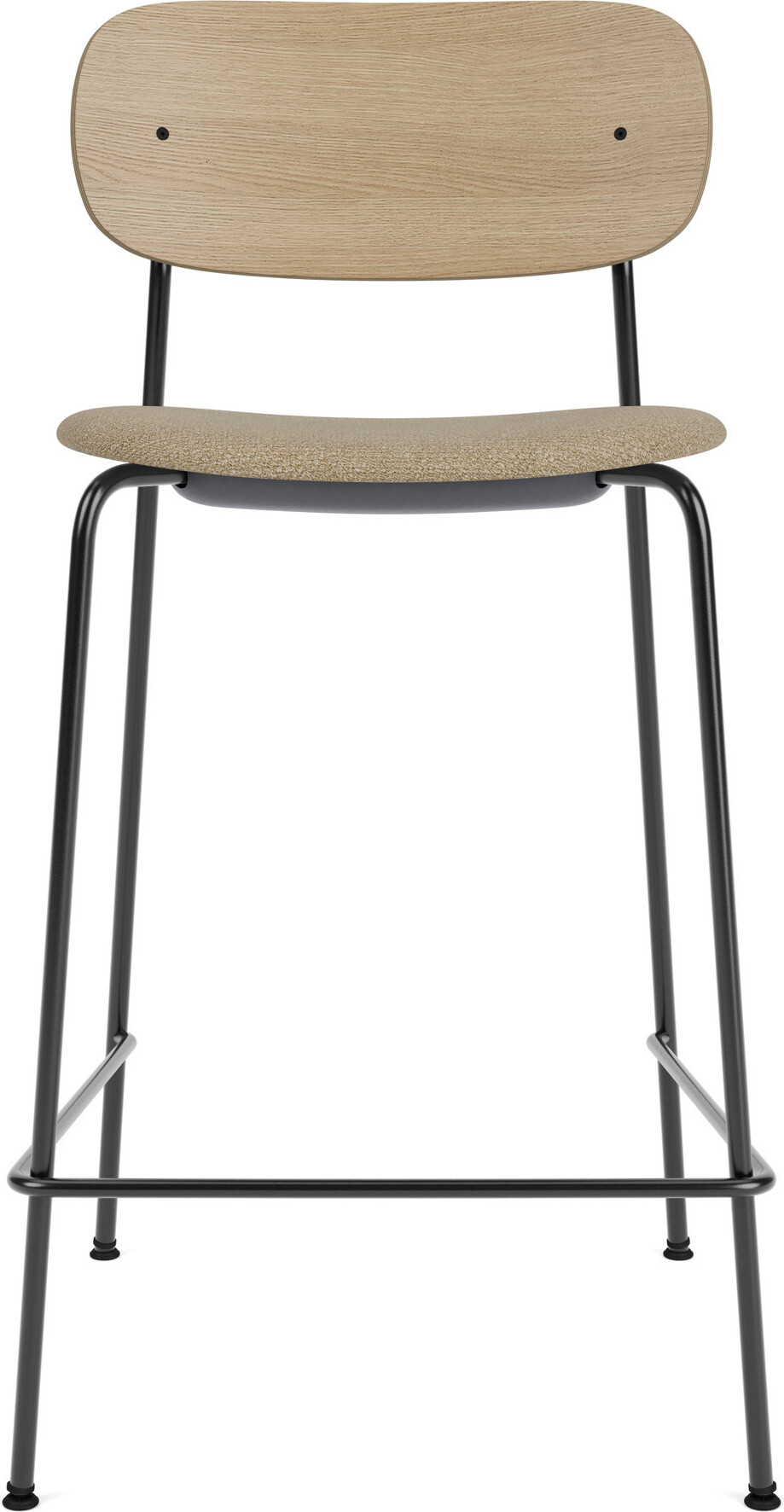 Co Barstuhl 95 cm beige Rückenlehne helle Eiche mit gepolstertem Sitz mit schwarzen Beinen
