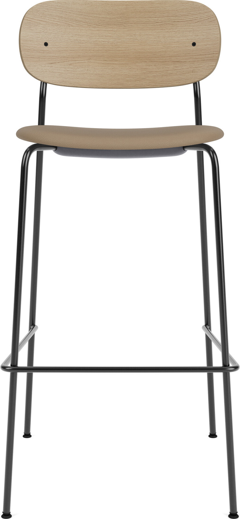 Co Sierra Barstuhl 105 cm hellbraun Rückenlehne helle Eiche Ledersitz mit schwarzen Beinen