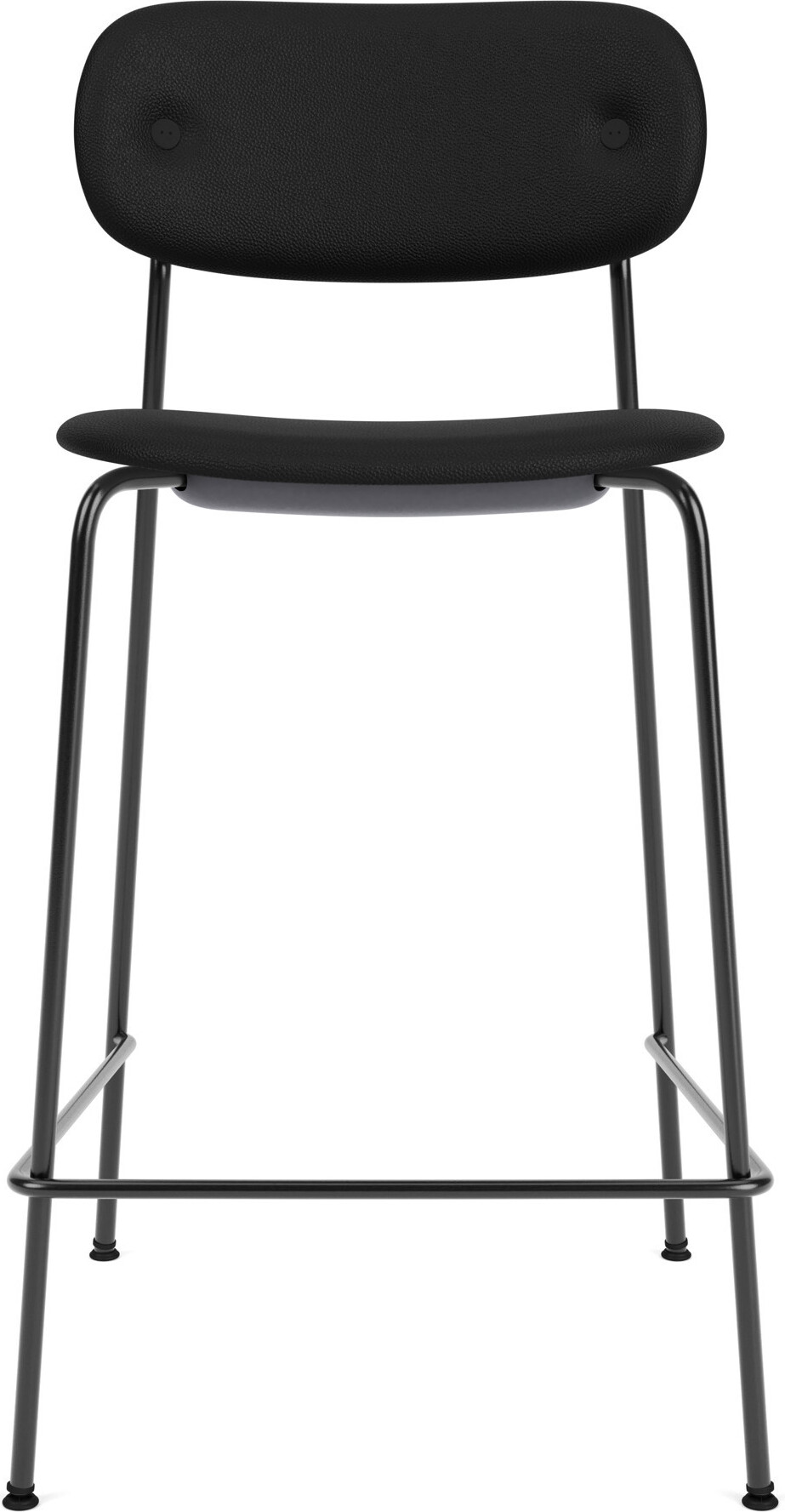 Co Sierra Barstuhl 95 cm schwarz aus Leder mit schwarzen Beinen
