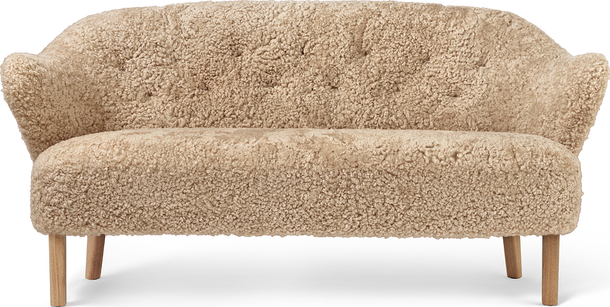 Dvoumístná pohovka Ingeborg Sheepskin na dubových nožkách béžová