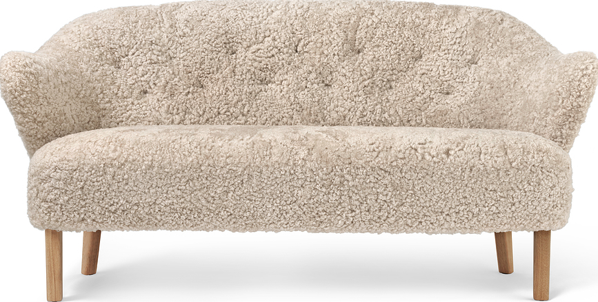 Dvoumístná pohovka Ingeborg Sheepskin na dubových nožkách krémová