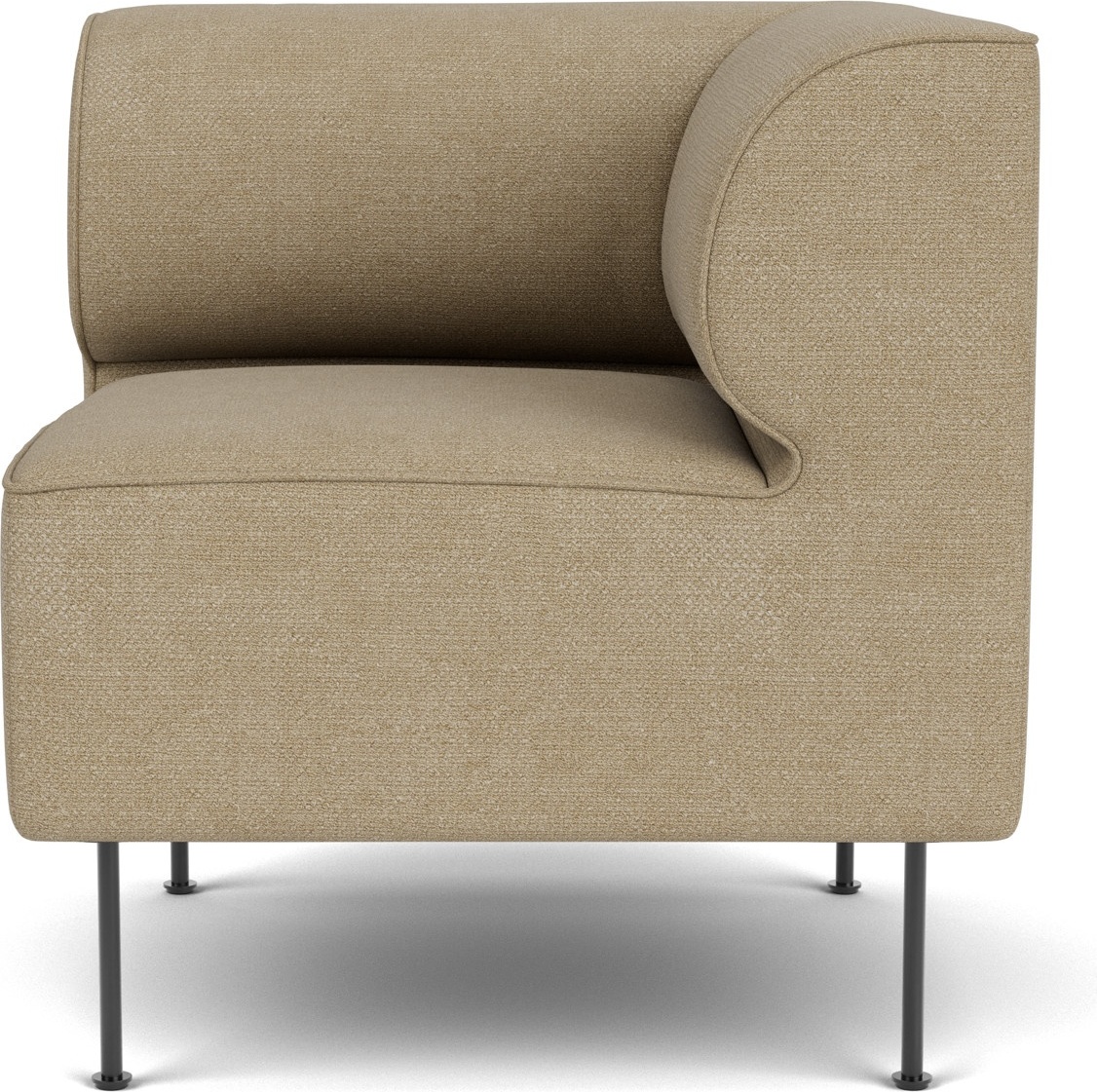 Eave Bouclé Rechtes Eckmodul 75 x 75 cm beige auf schwarzen Stahlbeinen