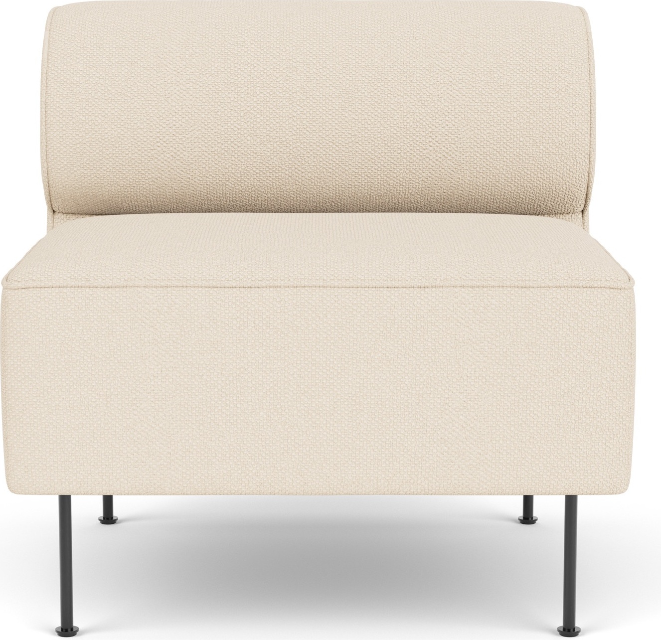 Eave Mittelelement Modulsofa 80 cm cremefarbig auf schwarzen Stahlbeinen