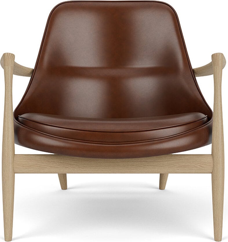 Elizabeth Lounge Sessel, helle Eiche, gepolstert, braunes Leder