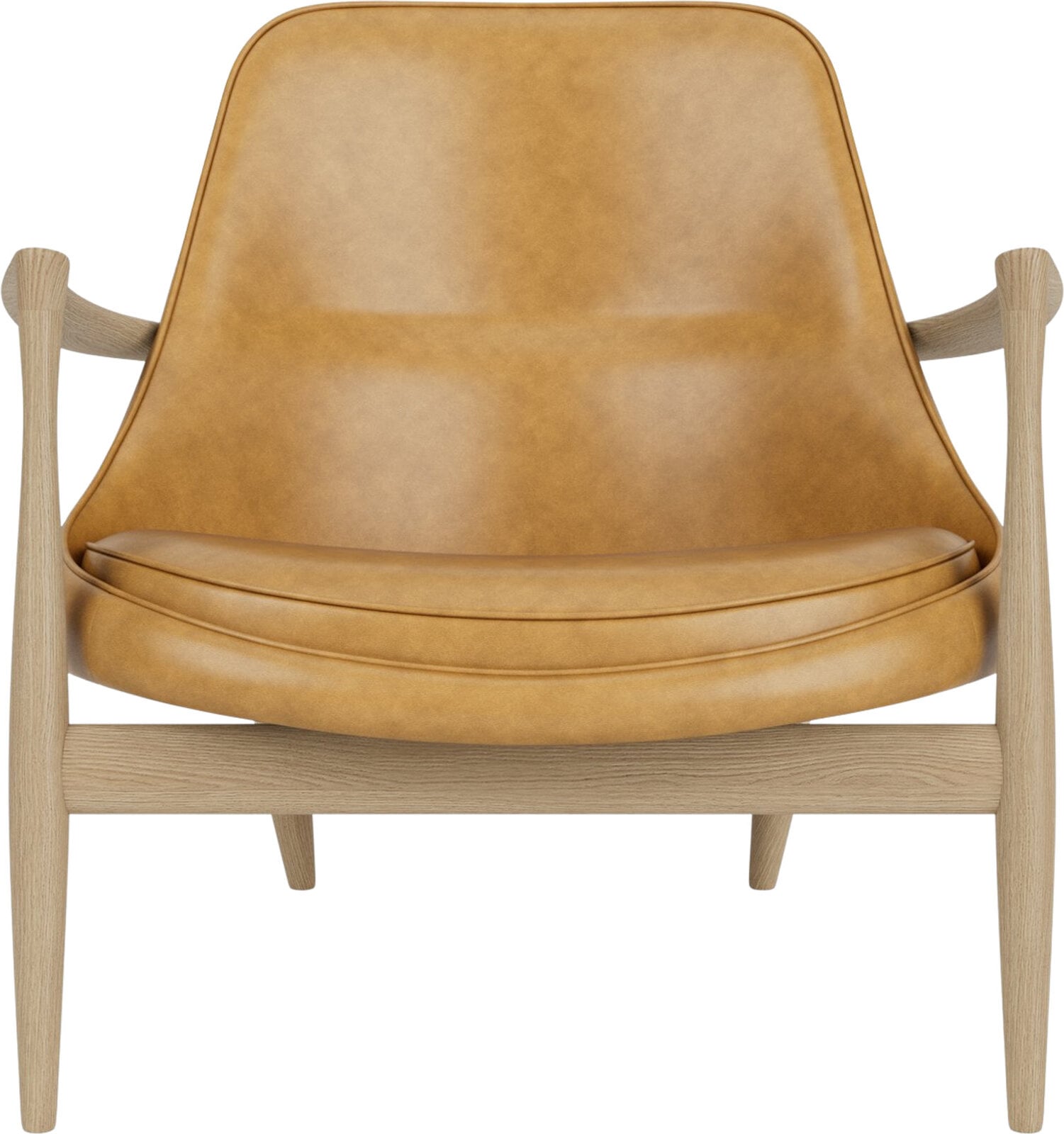 Elizabeth Lounge Sessel, helle Eiche, gepolstert, Cognac-Leder